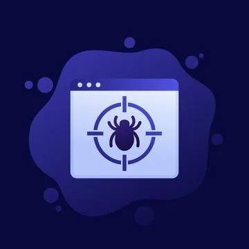 Debugging icon with bug and target, vector design Illustrazione stock