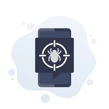 Debugging icon with a smart phone Stock Illustration