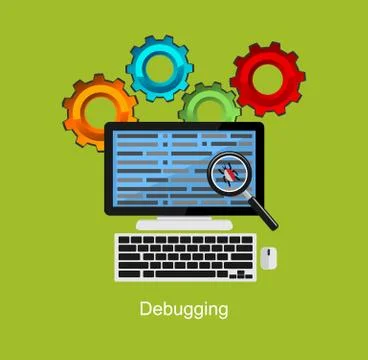Debugging illustration. Flat design illustration concept for debugging, antiv Stock Illustration