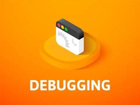 Debugging isometric icon, isolated on color background Stock Illustration