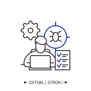 Debugging line icon. Editable illustration Stockillustratie