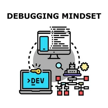 Debugging mindset process development using programming tools Stock Illustration