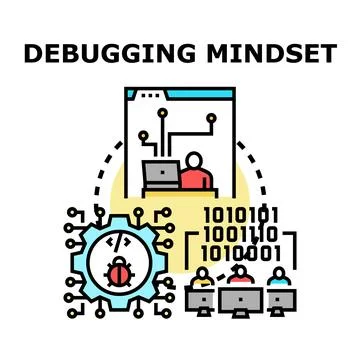 Debugging mindset for software development process Stockillustratie