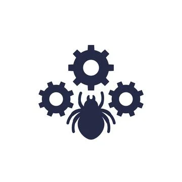 Debugging or testing icon with a bug Stock Illustration