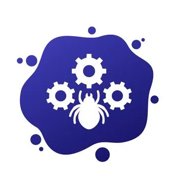 Debugging or testing icon with a bug, vector Stock Illustration