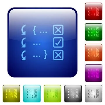 Debugging program color square buttons Stock Illustration