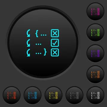 Debugging program dark push buttons with color icons Stock Illustration