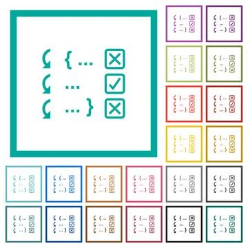 Debugging program flat color icons with quadrant frames Stock Illustration