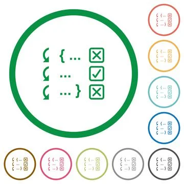 Debugging program flat icons with outlines Stock Illustration