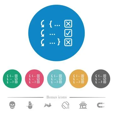 Debugging program flat round icons Stock Illustration