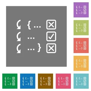 Debugging program square flat icons Stock Illustration