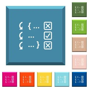 Debugging program white icons on edged square buttons Illustration