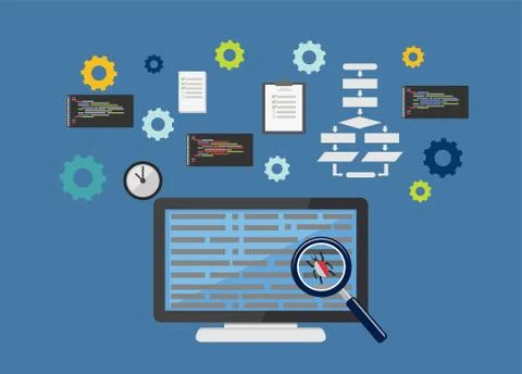 Debugging. Programming. Coding concept Illustrazione stock