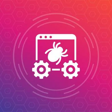 Debugging, searching for bugs icon 库存插图