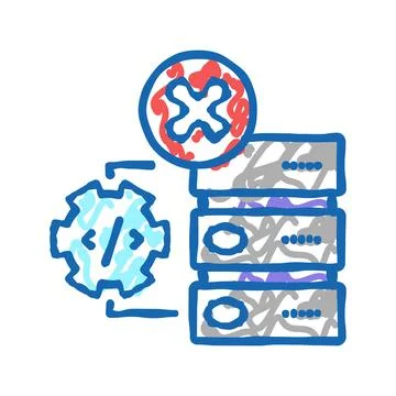 Debugging servers icon doodle illustration 스톡 일러스트