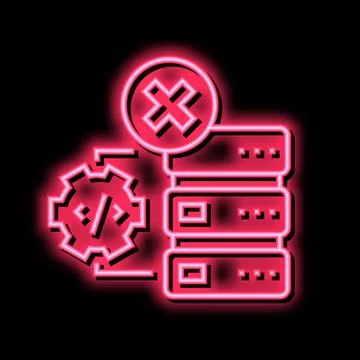 Debugging servers neon glow icon illustration Stock Illustration