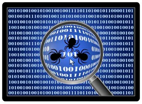 Debugging software in action Illustrazione stock