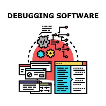 Debugging software code process and development concept Stock Illustration