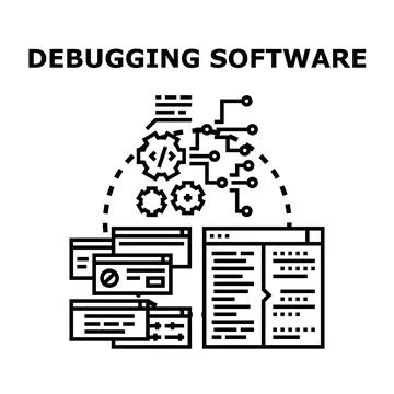 Debugging software code process and development concept イラスト素材