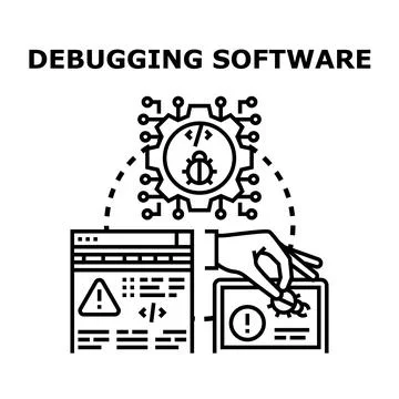 Debugging software code process removing program errors Stock Illustration