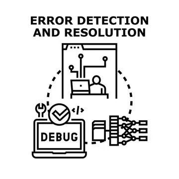 Debugging software errors and resolving programming faults Ilustração Stock