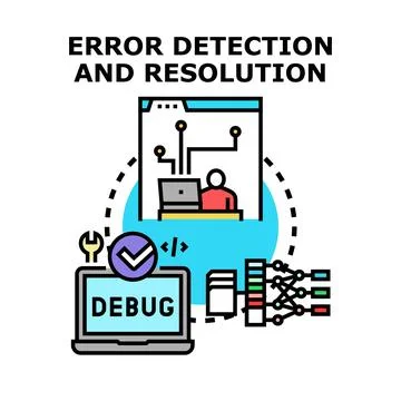 Debugging software errors and resolving programming faults Stock Illustration