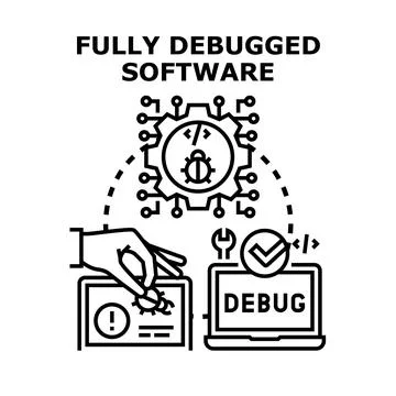 Debugging software removing errors fixing code process Stockillustratie