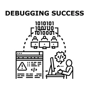 Debugging success concept for software development process Stockillustratie