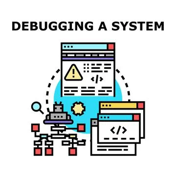 Debugging a system concept identifying code errors イラスト素材