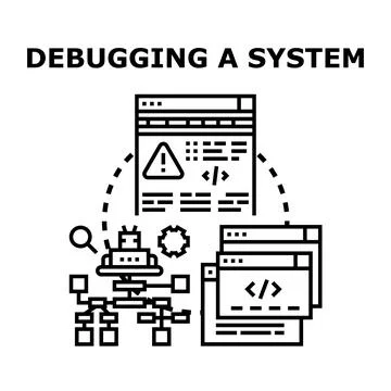 Debugging a system concept identifying code errors 库存插图