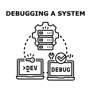 Debugging a system finding errors and fixing problems 스톡 일러스트