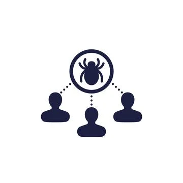 Debugging, testing icon with a bug and users Illustrazione stock