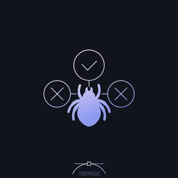 Debugging vector icon with a bug 스톡 일러스트