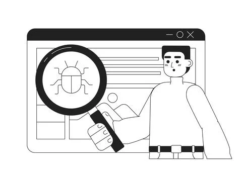Debugging web application black and white concept vector spot illustration イラスト素材