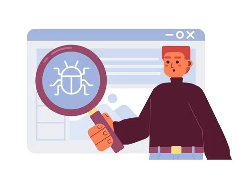 Debugging web application flat concept vector spot illustration イラスト素材