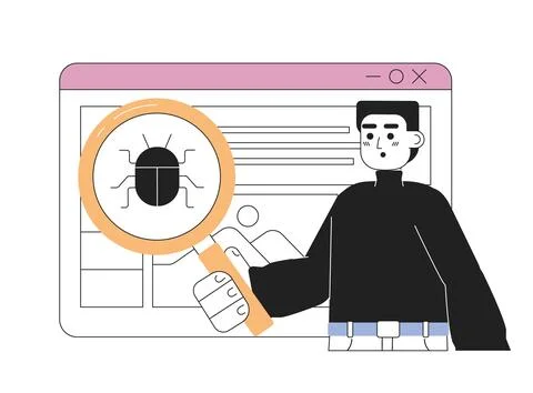 Debugging web application line concept vector spot illustration 스톡 일러스트