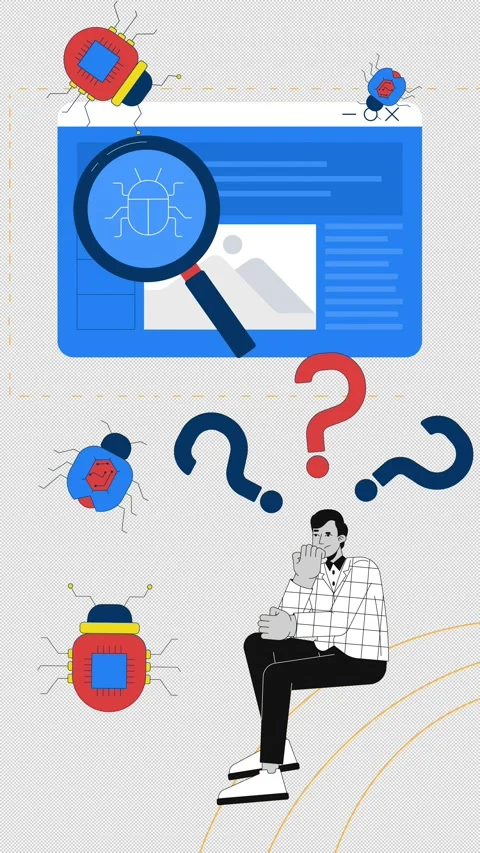 Debugging in web site development 2D vertical animation Stock Footage 311857976