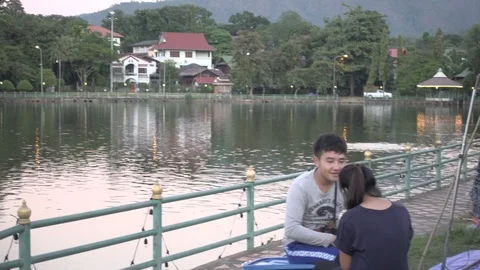 Dec 17th, 2018 Mae Hong Son, Thailand: a little lake at Mae Hong Son Stock Footage 101197466