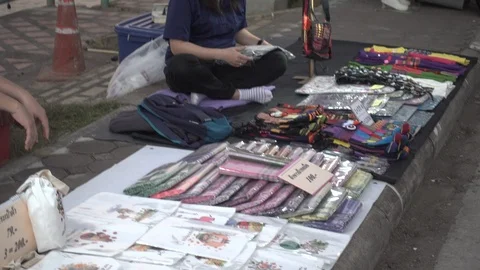 Dec 17th, 2018 Mae Hong Son, Thailand: A street market at Mae Hong Son, Thailand Stock Footage 101197775