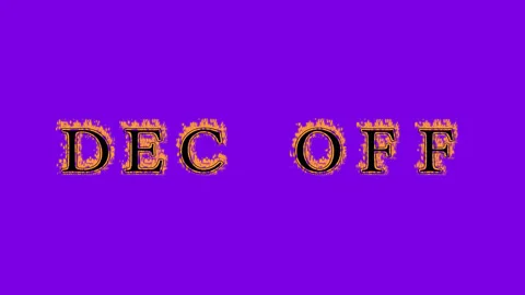 Dec Off fire text effect violet background Stock Footage 136245743