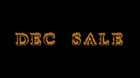 Dec Sale fire text effect black background Stock Footage 136245867