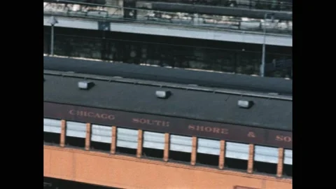 Decade: CSS trains and passengers in 1950s Chicago. Passengers commute to work. Stock Footage 189936785