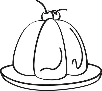 Decadent Pudding with Cherry Topping Illustration Stock Illustration