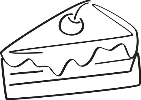 Decadent Slice of Cake with Cherry Topping Illustration Stock Illustration