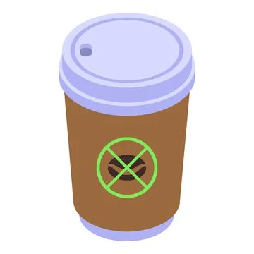 Decaffeinated coffee to go cup icon, isometric style Stock Illustration