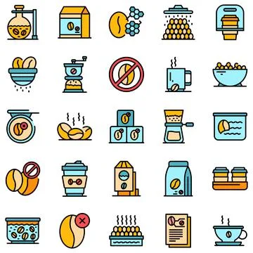 Decaffeinated coffee icons set vector flat Stock Illustration
