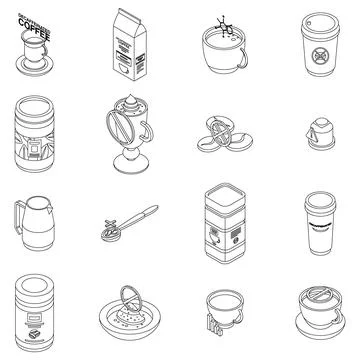 Decaffeinated coffee icons set vector outline Stock Illustration