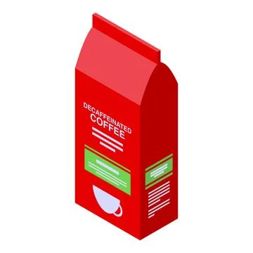 Decaffeinated coffee pack icon, isometric style Illustrazione stock
