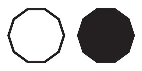 Decagon icon of vector geometry decagonal ten sided polygon decagon line Stock Illustration