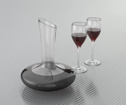 Decanter and two glasses with red wine Stock Illustration